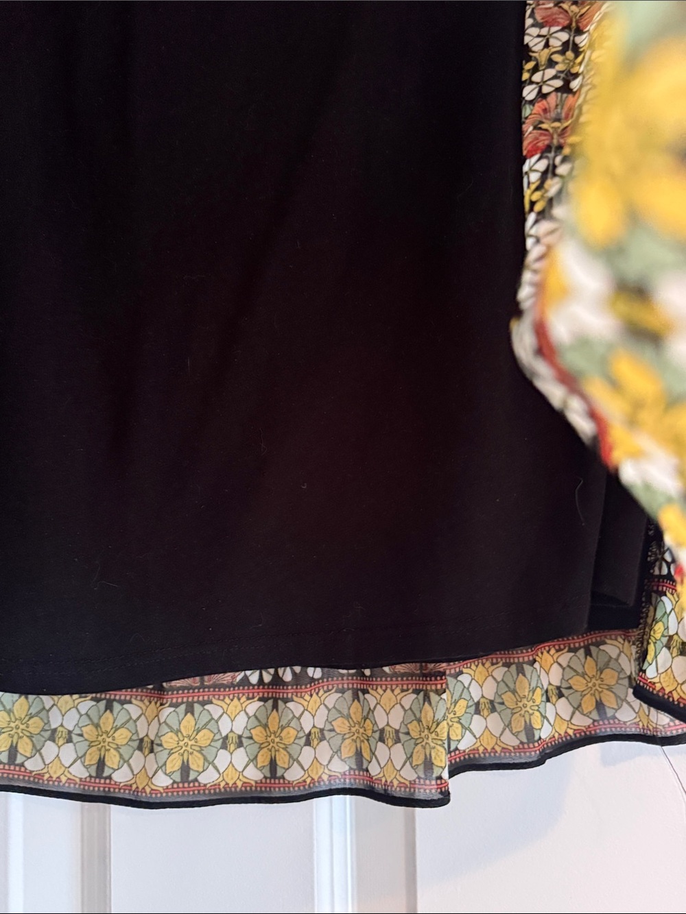 Max Stufio Floral Smocked Waist A-Line Skirt - Black Multicolor - Picture 7 of 7